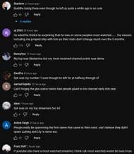 Fans in the YouTube comments section reacting to the streamer's Twitch recap (Images via Sykkuno Plus/YouTube)